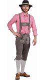 Grijze Leren Oktoberfest Lederhose met Bretels voor Heren