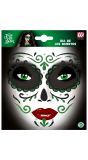 Groene Dia De Los Muertos Gezicht Glitters