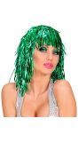 Groene Disco Tinsel Pruik