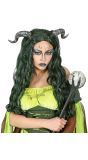 Groene Lange Heksen Pruik