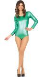 Groene Metallic Lange Mouwen Leotard Dames