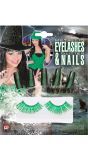 Groene Oogwimpers met Glitternagels
