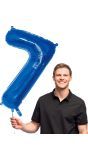 Grote Blauwe Folieballon Nummer '7' 86 cm