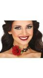 Halloween Prikkeldraad Choker Rode Roos