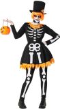Halloween Skelet Dames Jurk Zwart met Oranje Randen