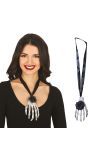 Halloween Skelet Hand Ketting met Roos