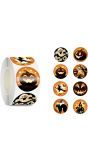 Halloween Stickers Rol 200 Stuks Zwart Oranje