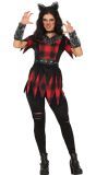 Halloween Weerwolf Zwart Rood Kostuum Dames