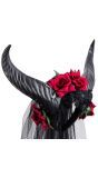Halloween Zwarte Bruidsluier met Hoorns