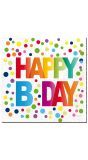 Happy Bday Stippen Servetten 20 Stuks