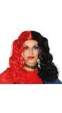 Harley Quinn Zwart Rood Pruik