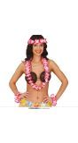 Hawaii Krans Hoofdband Armband Rood Wit