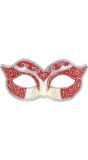 Hertogin Oogmasker met Zilver-Rode Glitters