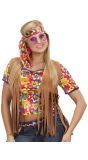 Hippie Dames Suède Vest met Bloemetjes Hoofdband