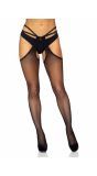 Hoge Visnet Kousen met Jarretel Tailleband