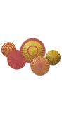 Honingraat Waaiers Goud/Rood