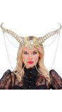 Hoofdband Wit Goud Duivel met Hoorns