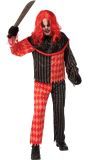 Horror Clown Heren Halloween Kostuum Rood Zwarte Ruiten
