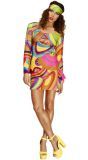 Jaren 60 Flower Power Gekleurd Jurkje