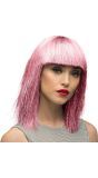 Korte Roze Glitter Damespruik