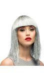 Korte Zilveren Glitter Damespruik