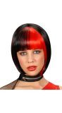 Korte Zwart-Rode Pruik