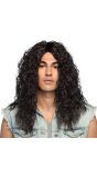 Krullende Zwart Pruik Lang Heren