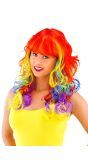 Lang Haar Pruik Krullen Regenboog