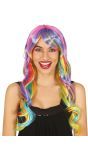 Lange Regenboog Pruik Dames