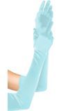 Lange Satijnen Handschoenen Blauw