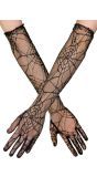 Lange Spinnenweb Handschoenen Zwart