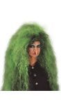 Lange Wilde Heks Pruik Groen