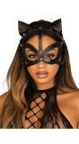 Leren Kat Masker met Studs Zwart