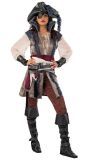 Luxe Blauw Rood Piraat Kostuum Vrouw