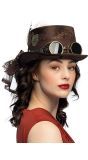 Luxe Steampunk Hoed Bruin met Veer