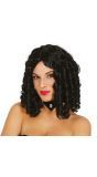 Maggie Zwarte Pijpenkrullen Pruik