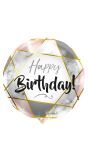 Marmer Happy Birthday Folieballon Roze