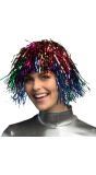 Metallic Disco Pruik Veelkleurig