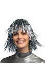 Metallic Disco Pruik Zilver