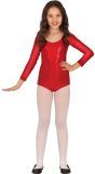 Metallic Rode Lange Mouwen Leotard Kind