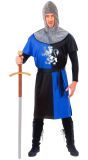 Middeleeuws Ridder Kostuum Blauw Zwart