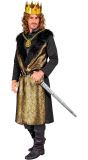 Middeleeuwse Koning Kostuum Heren Goud Zwart