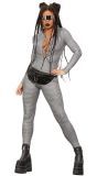 Miss Whiplash Dames Kostuum Grijs