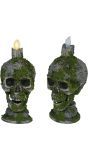 Mos Schedel met Lichtgevende Kaars Halloween