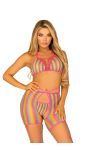 Multicolor Bikini Top met Biker Chaps en String Set