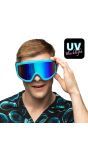 Neon Blauw Feest Skibril UV