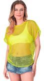 Neon Gele 80s Dames Carnaval Visnet Shirt