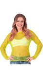 Neon Gele Dames Visnet Tanktop 80s