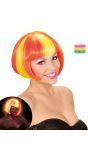 Neon Gele-Oranje Gestreepte Pruik
