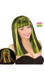 Neon Gele-Zwarte Gestreepte Pruik